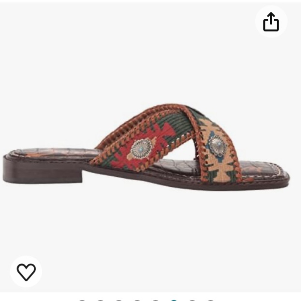 SAM EDELMAN Hagen Forrest Green Multi Deco Embellished Slides - Picture 6 of 8